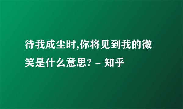 待我成尘时,你将见到我的微笑是什么意思? - 知乎