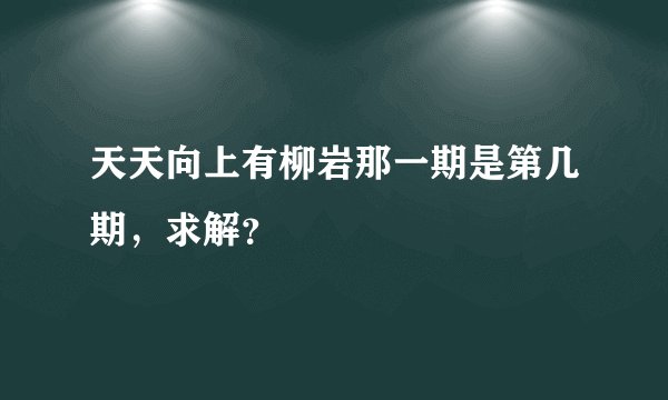 天天向上有柳岩那一期是第几期，求解？