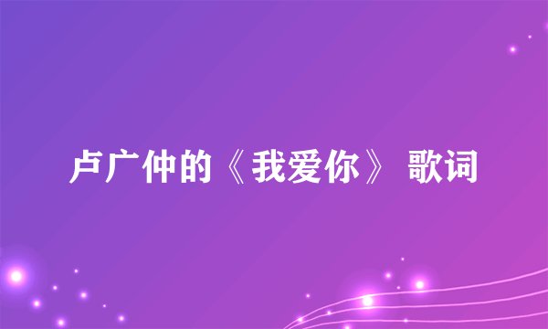 卢广仲的《我爱你》 歌词