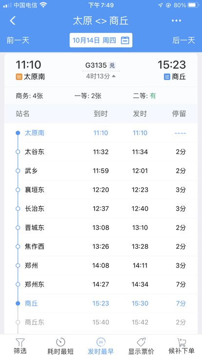 太原到商丘火车途经站？