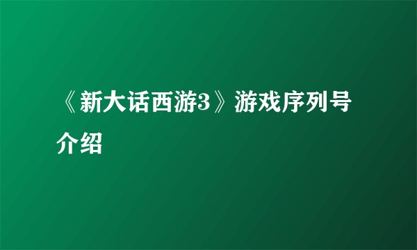 《新大话西游3》游戏序列号介绍