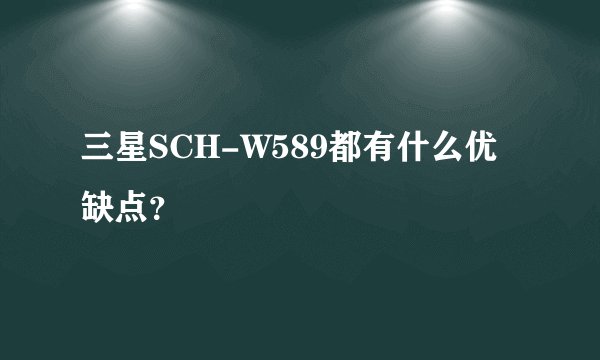 三星SCH-W589都有什么优缺点？