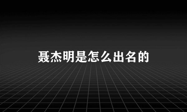 聂杰明是怎么出名的