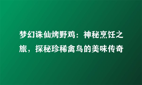 梦幻诛仙烤野鸡:神秘烹饪之旅,探秘珍稀禽鸟的美味传奇