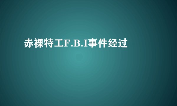 赤裸特工F.B.I事件经过