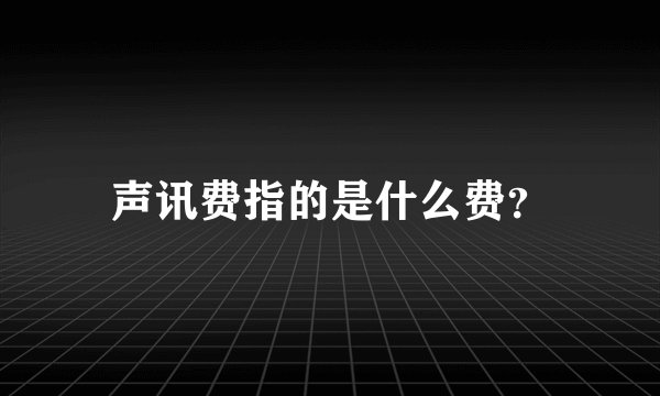声讯费指的是什么费?