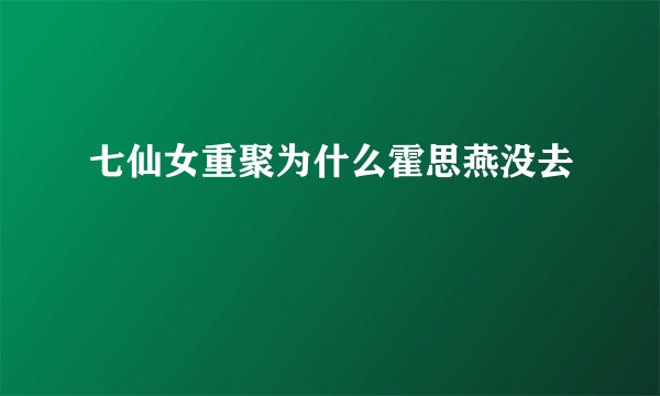 七仙女重聚为什么霍思燕没去