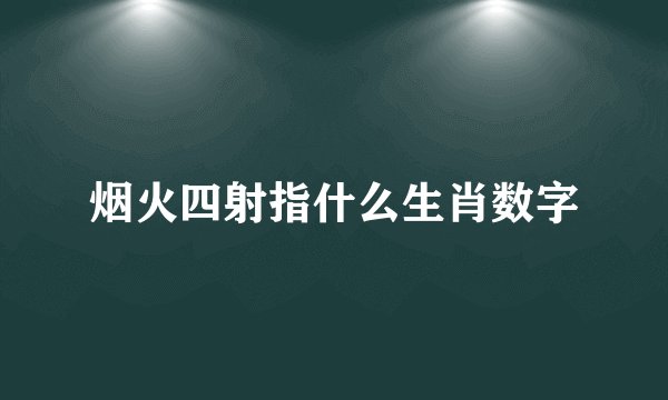 烟火四射指什么生肖数字