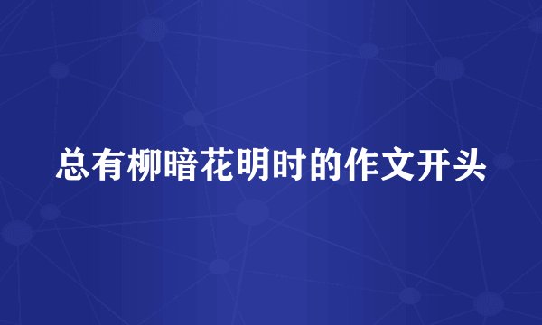 总有柳暗花明时的作文开头