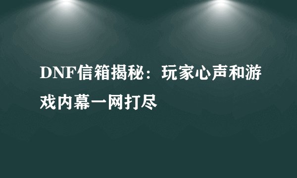 DNF信箱揭秘:玩家心声和游戏内幕一网打尽