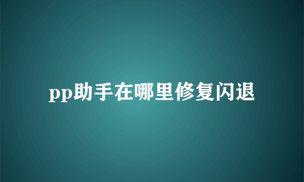 pp助手在哪里修复闪退