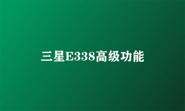 三星E338高级功能