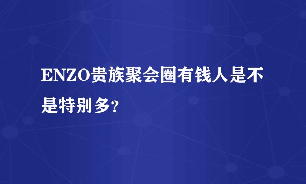 ENZO贵族聚会圈有钱人是不是特别多?