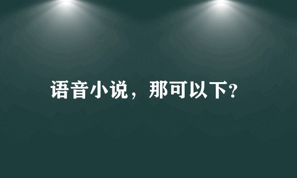 语音小说，那可以下？