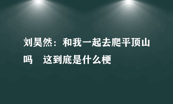 刘昊然：和我一起去爬平顶山吗　这到底是什么梗
