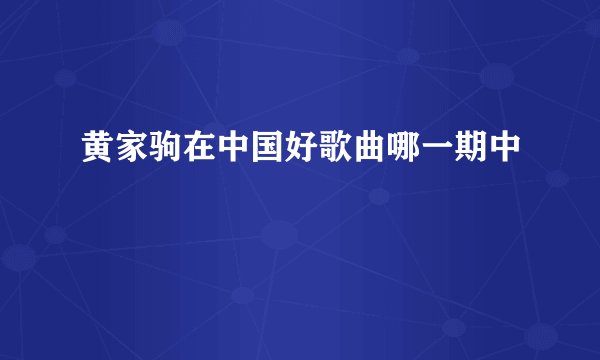 黄家驹在中国好歌曲哪一期中