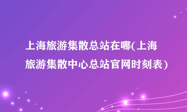 上海旅游集散总站在哪(上海旅游集散中心总站官网时刻表)