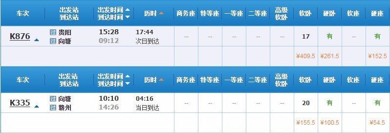 贵阳坐火车到赣州坐到哪中转不用去其他车站坐
