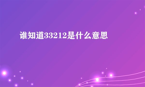 谁知道33212是什么意思