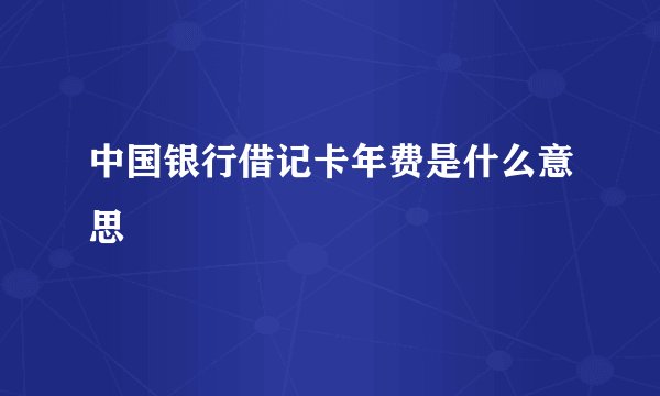中国银行借记卡年费是什么意思