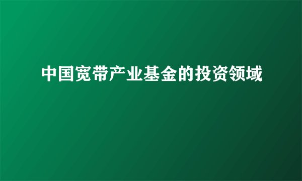 中国宽带产业基金的投资领域