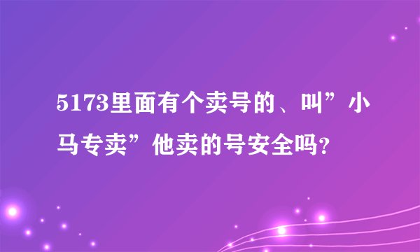 5173里面有个卖号的、叫”小马专卖”他卖的号安全吗?
