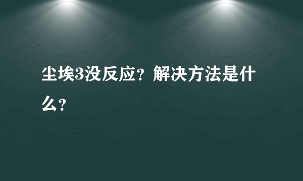 尘埃3没反应？解决方法是什么？