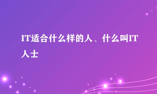 IT适合什么样的人、什么叫IT人士
