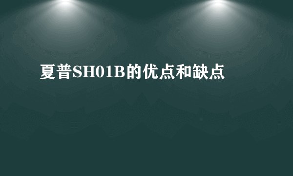 夏普SH01B的优点和缺点