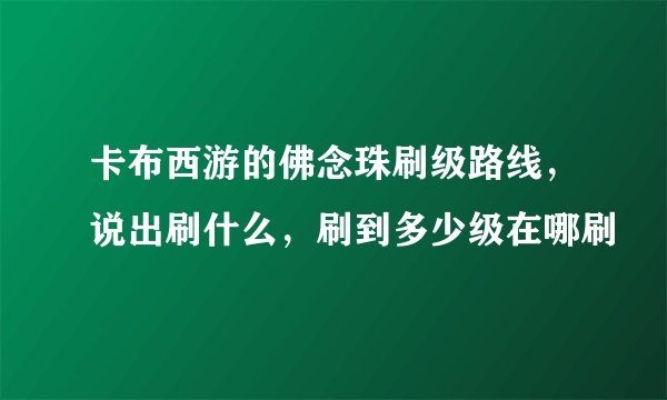 卡布西游的佛念珠刷级路线，说出刷什么，刷到多少级在哪刷