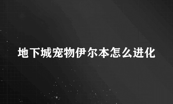 地下城宠物伊尔本怎么进化