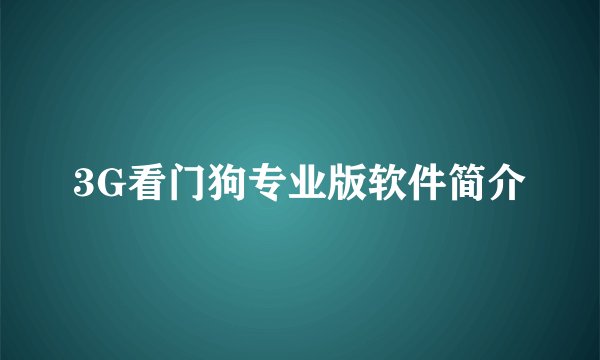 3G看门狗专业版软件简介