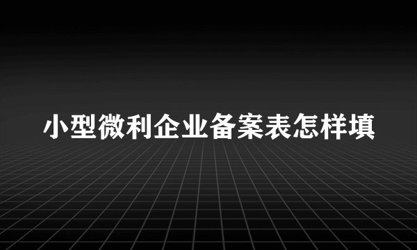 小型微利企业备案表怎样填