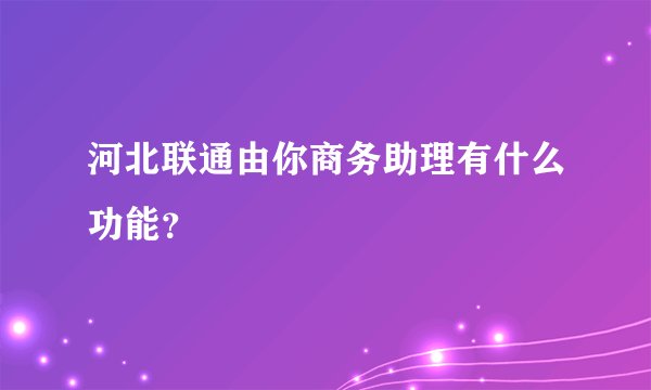 河北联通由你商务助理有什么功能？