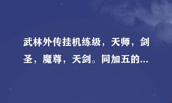 武林外传挂机练级，天师，剑圣，魔尊，天剑。同加五的武器，哪个职业快点