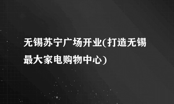 无锡苏宁广场开业(打造无锡最大家电购物中心)