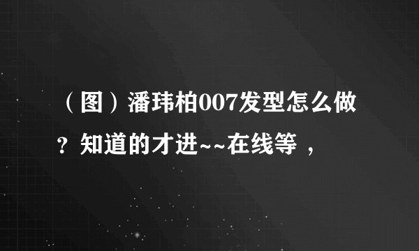 （图）潘玮柏007发型怎么做？知道的才进~~在线等 ，