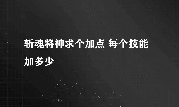 斩魂将神求个加点 每个技能加多少
