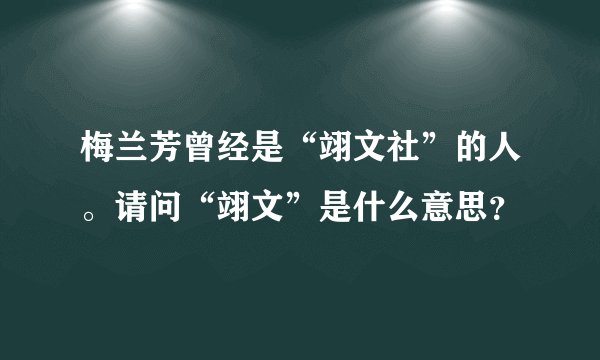 梅兰芳曾经是“翊文社”的人。请问“翊文”是什么意思？