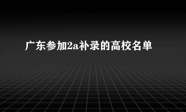 广东参加2a补录的高校名单