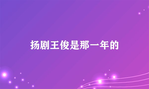 扬剧王俊是那一年的