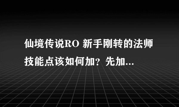 仙境传说RO 新手刚转的法师 技能点该如何加？先加什么后加什么？