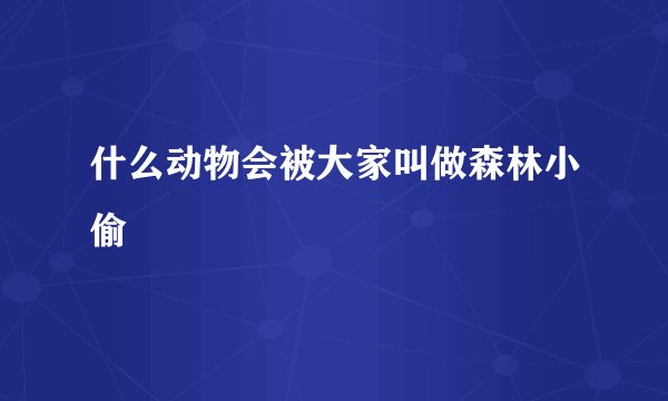什么动物会被大家叫做森林小偷