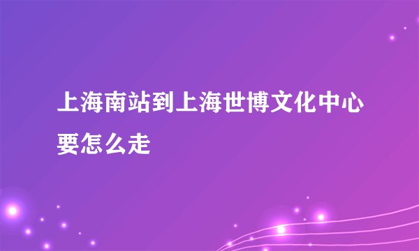 上海南站到上海世博文化中心要怎么走