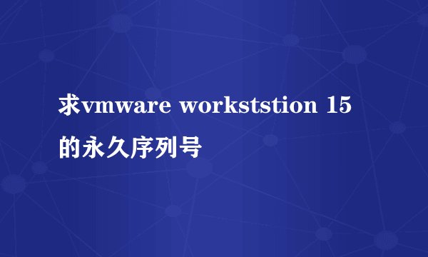 求vmware workststion 15的永久序列号
