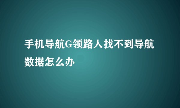手机导航G领路人找不到导航数据怎么办
