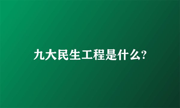 九大民生工程是什么?