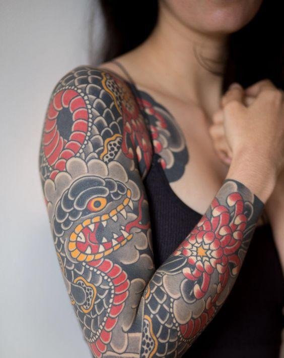 樱花臂纹身 图案图片 花臂纹身