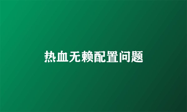 热血无赖配置问题