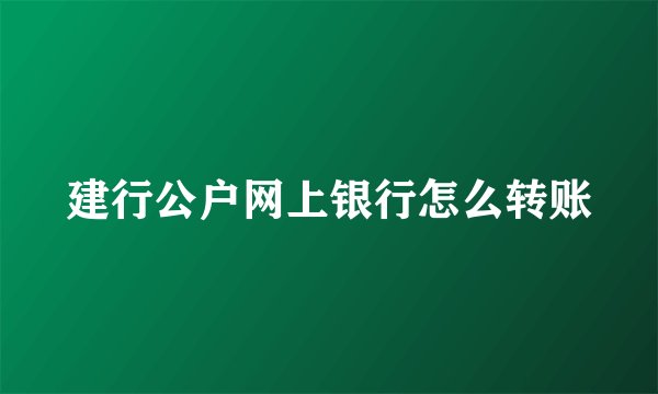 建行公户网上银行怎么转账